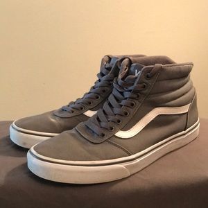 Vans size 11 mens, mid-top shoes, gray. Good condition